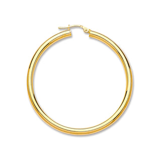 Yellow Gold 46mm Plain Tube Hoop Earrings