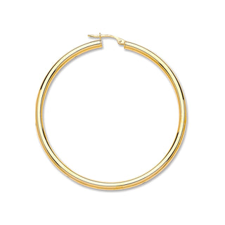 Yellow Gold 55mm Plain Tube Hoop Earrings