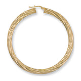 Yellow Gold 59mm Twisted Hoop Earrings