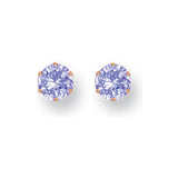 Yellow Gold 5mm Claw Set Lavander CZ Studs