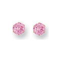 Yellow Gold 5mm Claw Set Pink CZ Studs