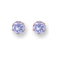 Yellow Gold 6mm Claw Set Lavander CZ Studs