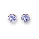 Yellow Gold 6mm Claw Set Lavander CZ Studs