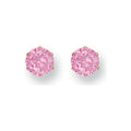 Yellow Gold 6mm Claw Set Pink CZ Studs