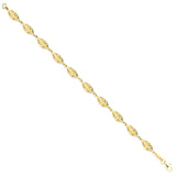 Yellow Gold 6mm Leaf Motif Ladies Bracelet