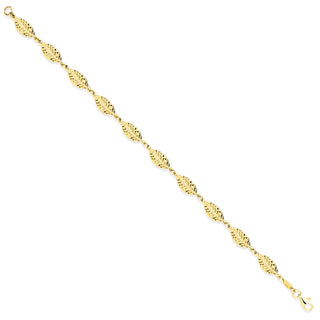 Yellow Gold 6mm Leaf Motif Ladies Bracelet