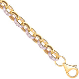 Yellow Gold 7.3mm Plain & CZ Belcher Chain