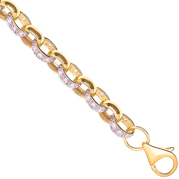 Yellow Gold 7.3mm Plain & CZ Belcher Chain