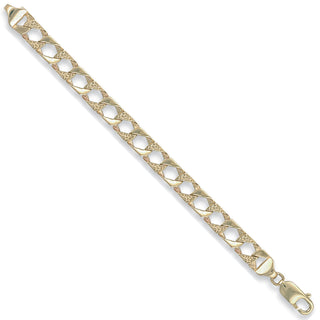 Yellow Gold 7.5mm Plain & Bark Casted Curb Baby Bracelet