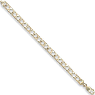 Yellow Gold 7mm Plain & Bark Casted Curb Baby Bracelet