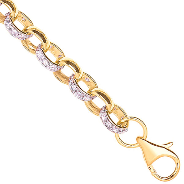 Yellow Gold 8.0mm Plain & CZ Belcher 8.3mm Chain
