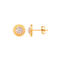 Yellow Gold 8mm Round CZ Stud Earrings