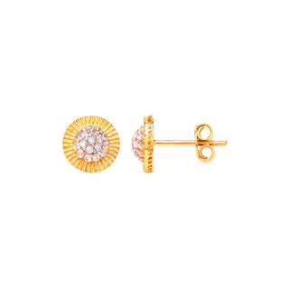 Yellow Gold 8mm Round CZ Stud Earrings