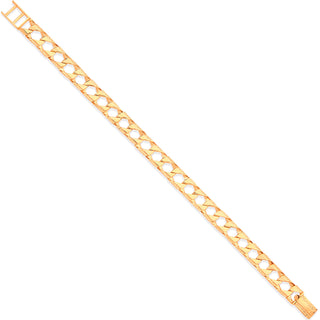 Yellow Gold 9mm Casted Grain Edge Gents Bracelet