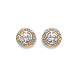 Yellow Gold 9mm Halo CZ Stud