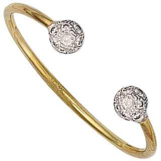 Yellow Gold Baby CZ Torque Bangle