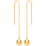 Yellow Gold Ball Chain Threader Earrings