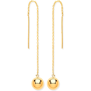 Yellow Gold Ball Chain Threader Earrings