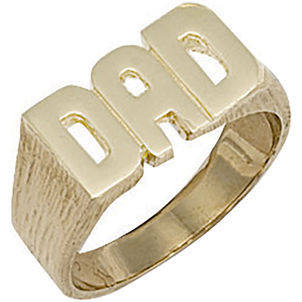 Yellow Gold Barked Sides Dad Ring 4.8g