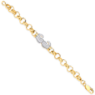 Yellow Gold Belcher Links CZ Boxing Gloves Baby Bracelet