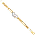 Yellow Gold Belcher Links CZ Hearts Baby Bracelet
