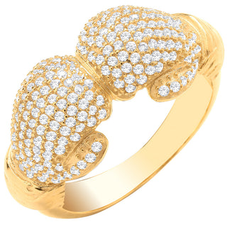 Yellow Gold Boxing Gloves CZ Gents Ring