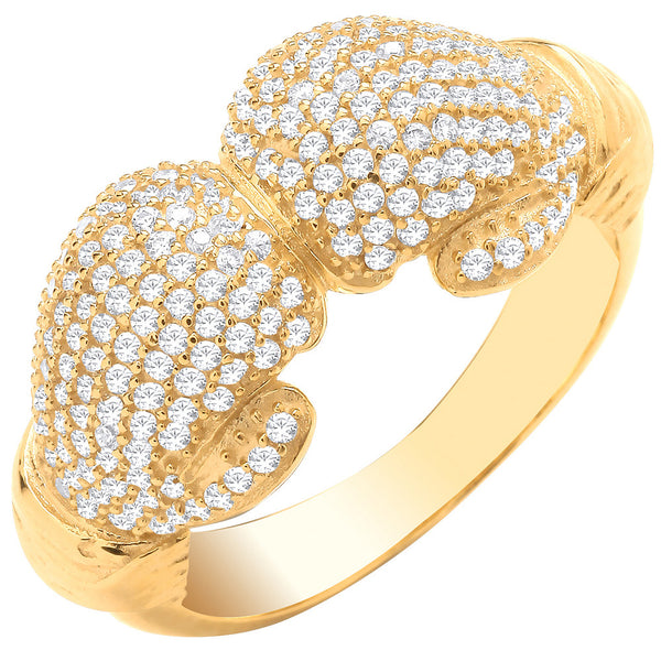 Yellow Gold Boxing Gloves CZ Gents Ring