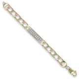 Yellow Gold Casted Curb Baby CZ Id Bracelet