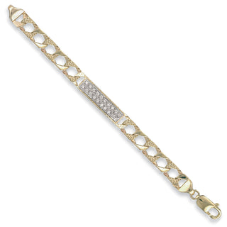 Yellow Gold Casted Curb Baby CZ Id Bracelet