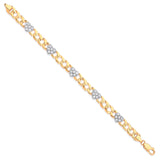 Yellow Gold Casted Ladies CZ Heart Bracelet