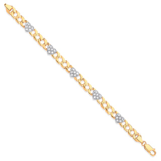 Yellow Gold Casted Ladies CZ Heart Bracelet
