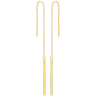 Yellow Gold Chain Drop Threader Earrings