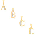 Yellow Gold Channel Set CZ Initial Pendants