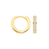 Yellow Gold Channel Set CZ Small Huggies