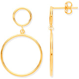 Yellow Gold Circles Open Drop Earrings 1g