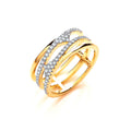 Yellow Gold Coated Silver, Three Row, Micro Pave CZ Ring