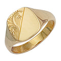 Yellow Gold Cushion Engraved Signet Ring 6g