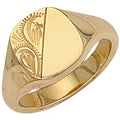 Yellow Gold Cushion Engraved Signet Ring 11g
