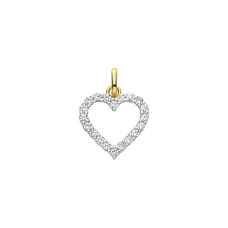 Yellow Gold Cut Out CZ Heart Pendant