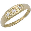 Yellow Gold CZ 3 Stone Baby Gipsy Ring