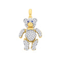 Yellow Gold CZ 3d Teddy Bear Pendant