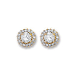 Yellow Gold CZ 7mm Cluster Stud