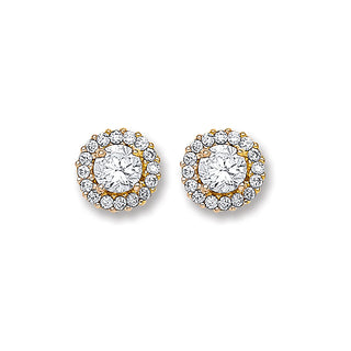 Yellow Gold CZ 7mm Cluster Stud