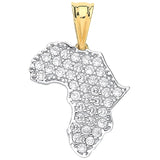 Yellow Gold CZ Africa Map Hollow Pendant