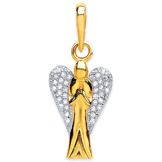 Yellow Gold CZ Angel Pendant 1.4g
