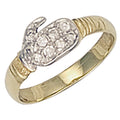 Yellow Gold CZ Baby Boxing Glove Ring 1.3g