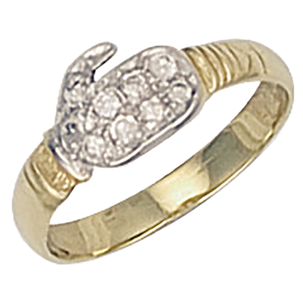 Yellow Gold CZ Baby Boxing Glove Ring