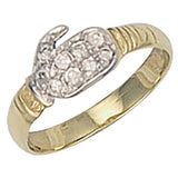 Yellow Gold CZ Baby Boxing Glove Ring 1.3g (£175)
