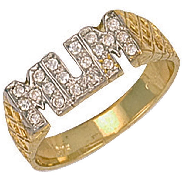 Yellow Gold CZ Basket Sides Mum Ring
