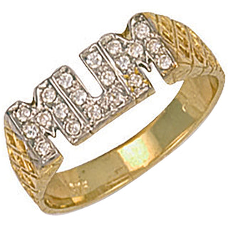 Yellow Gold CZ Basket Sides Mum Ring J